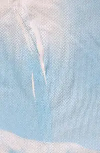 a photo of a blue print on white showing imperfections in the print around the sleeve