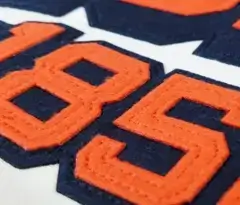 photo of 2-layer applique numbers in black and orange