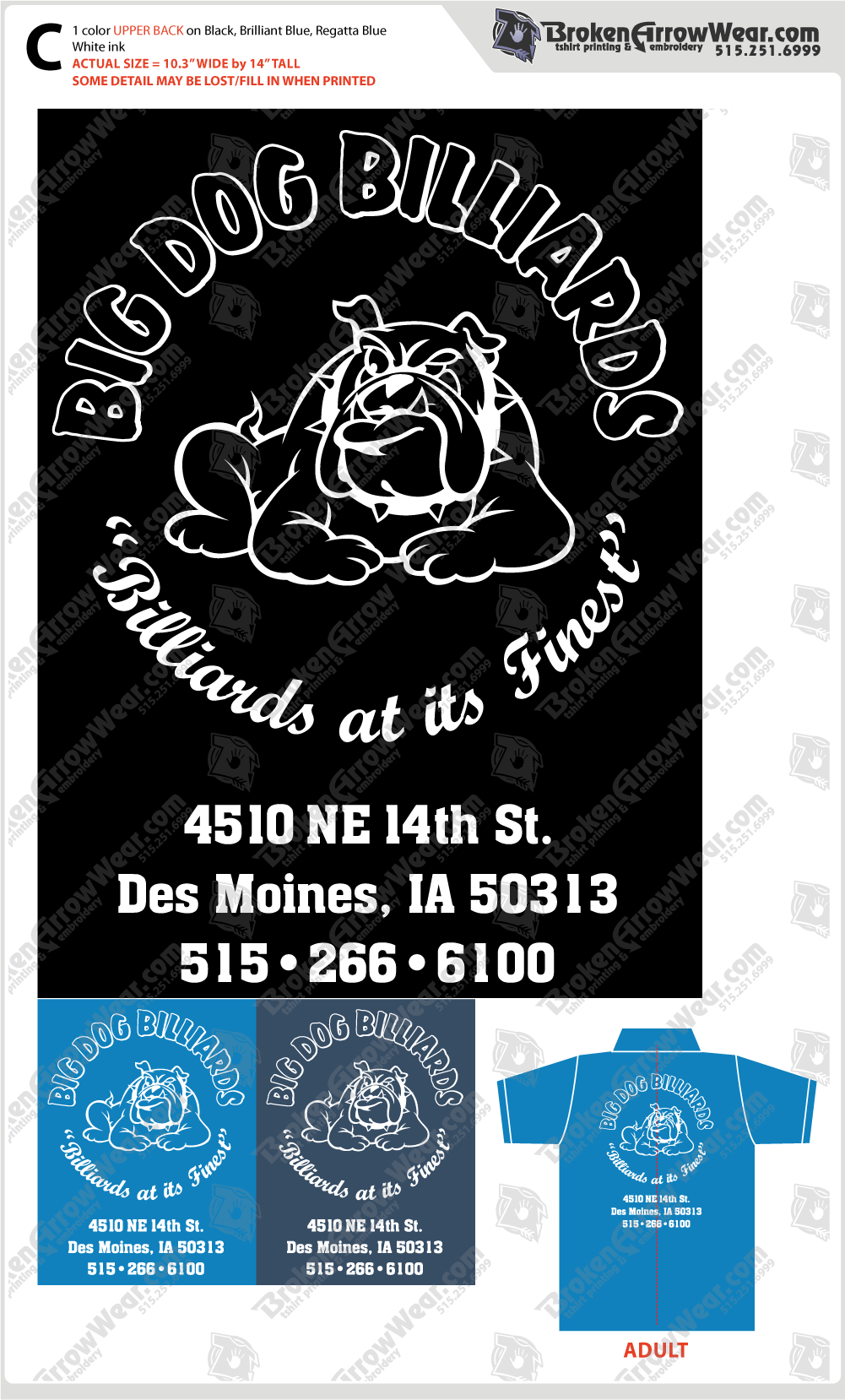 Big Dog Billiards screenprint