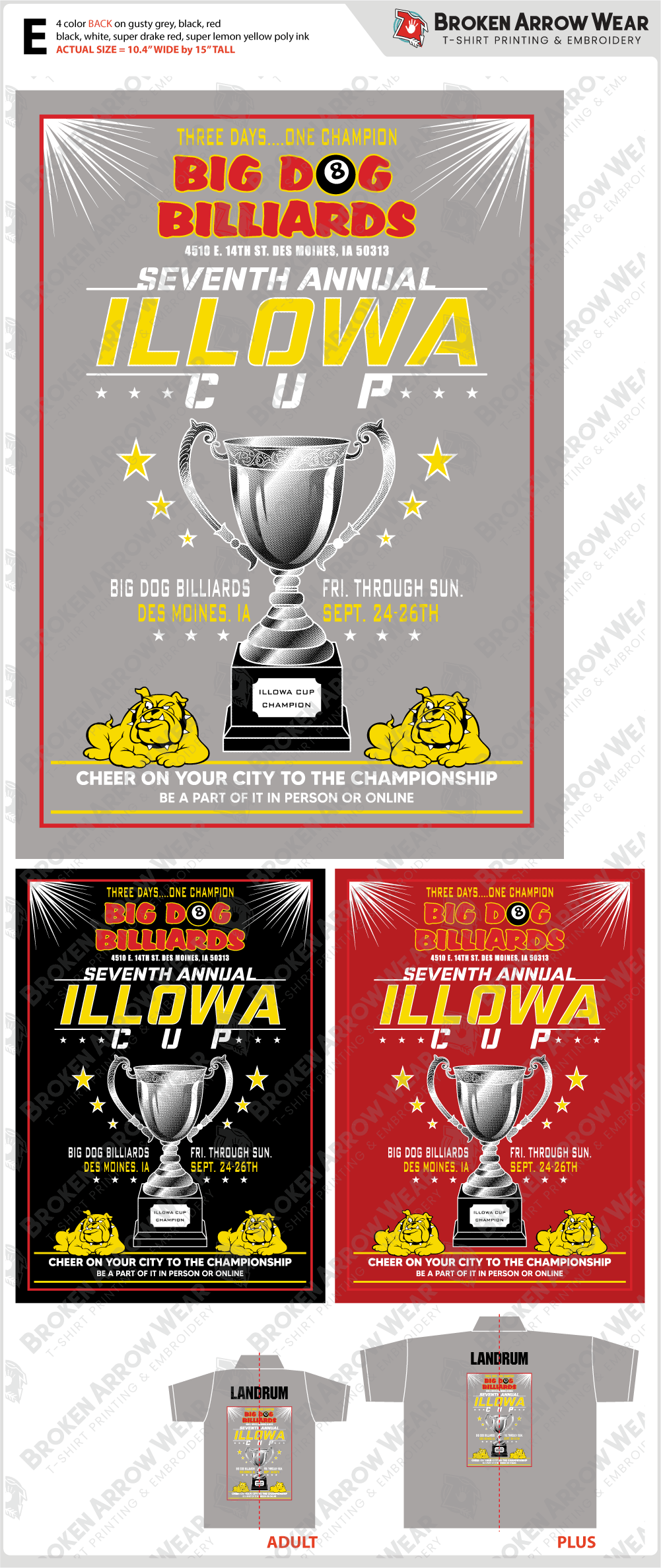 Big Dog Billiards Individual Name screenprinting