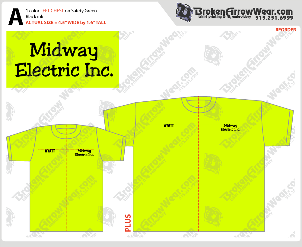 Midway Electric Inc Individual Name screenprinting