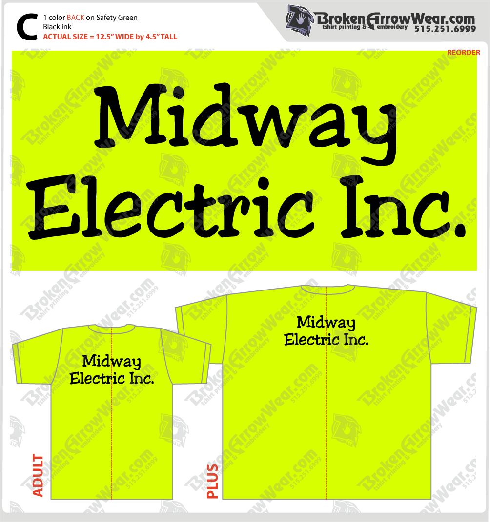 Midway Electric Inc Individual Name screenprinting