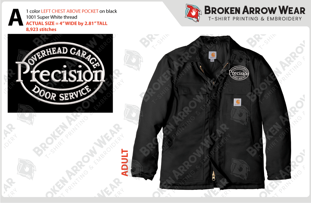 Precision Garage Door of Des Moines Embroidery embroidery