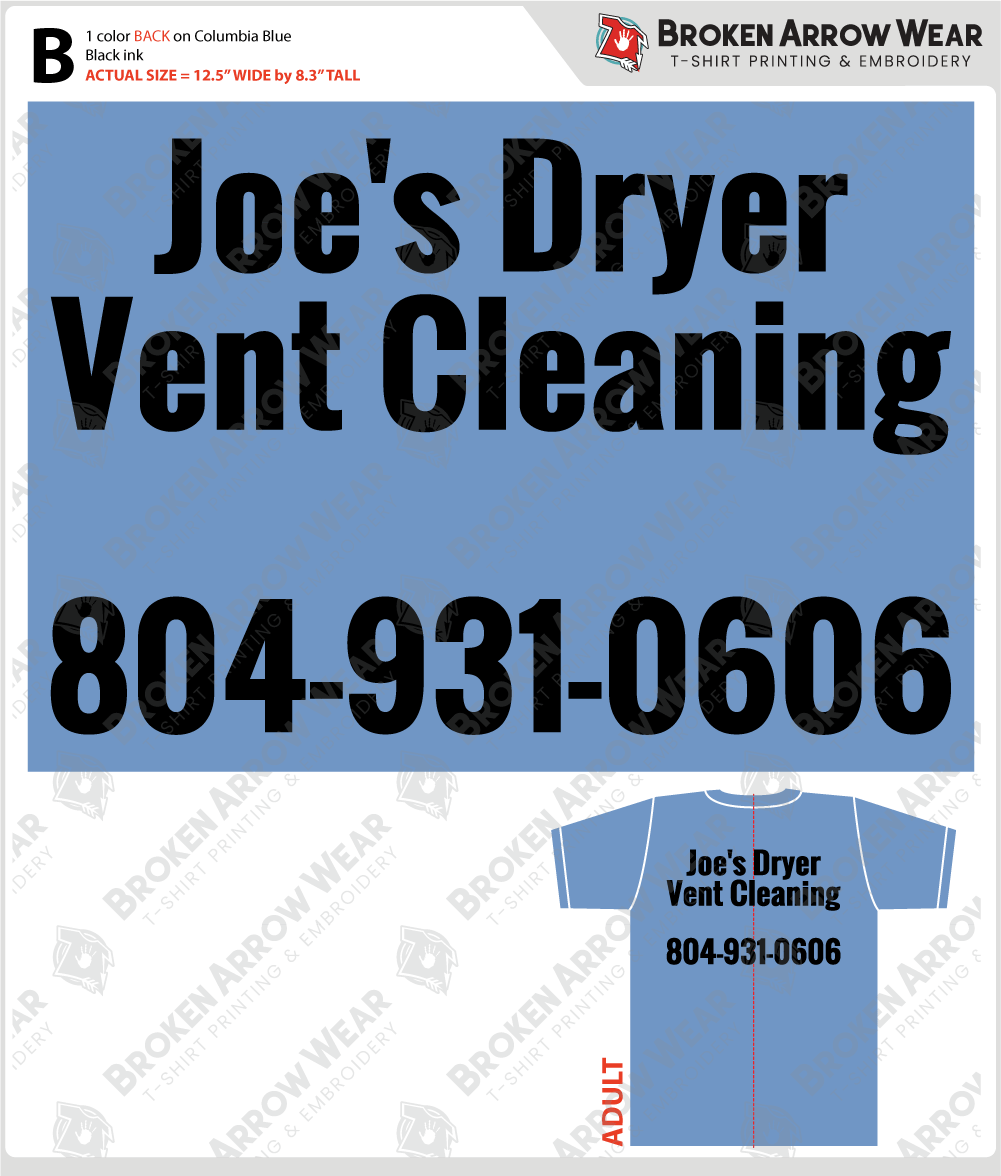 Joe's Dryer Vent Cleaning ScreenPrint screen print