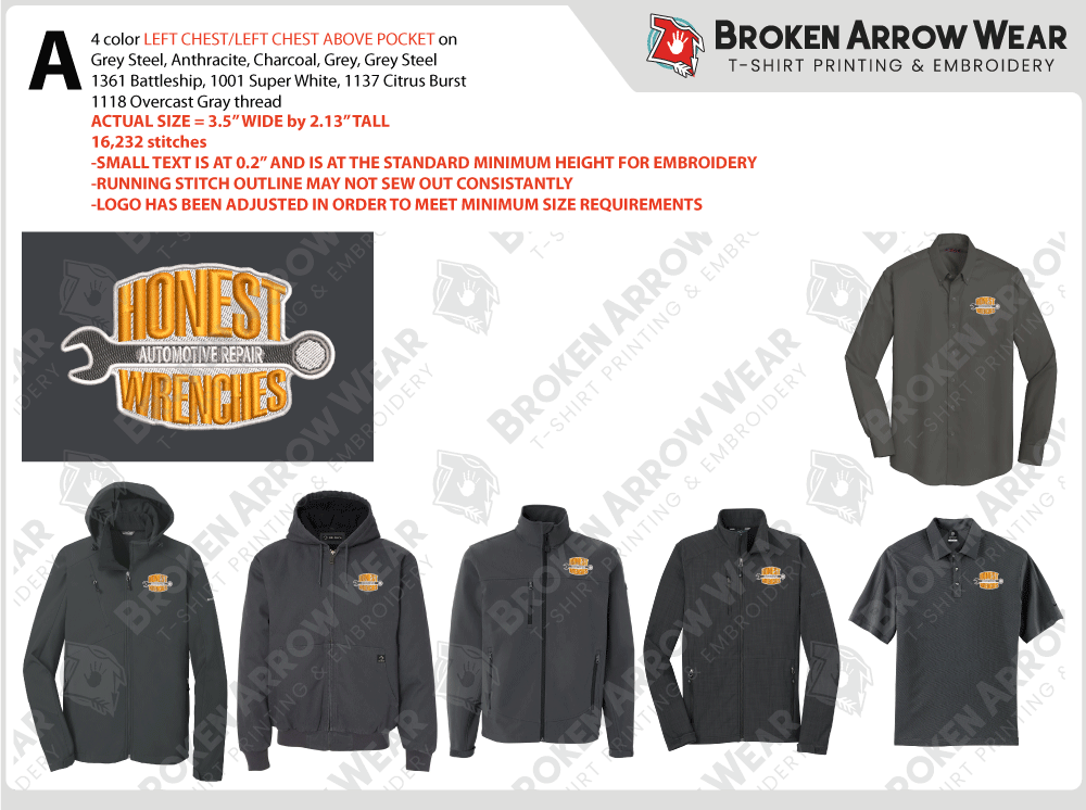 Honest Wrenches embroidery