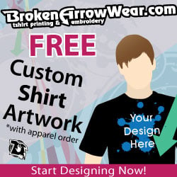 Your design here on custom tee from BrokenArrowwear