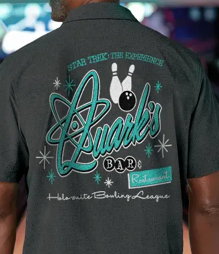 Dark grey custom bowling shirt with retro 