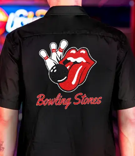 Black custom bowling shirt with 
