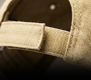 close-up of custom dad hat with velcro closure strap