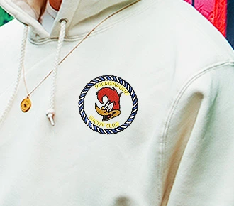 embroidery on a no minimum hoodie
