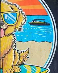 a dtf print of a dog on a t-shirt