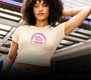 women wearing a custom cropped t-shirt