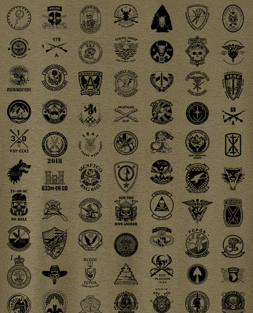 gif with lots of moving military emblems